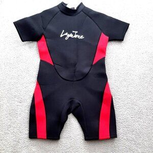 LayaTone Womens Short Sleeve Wetsuit L Black Red Neoprene Nylon